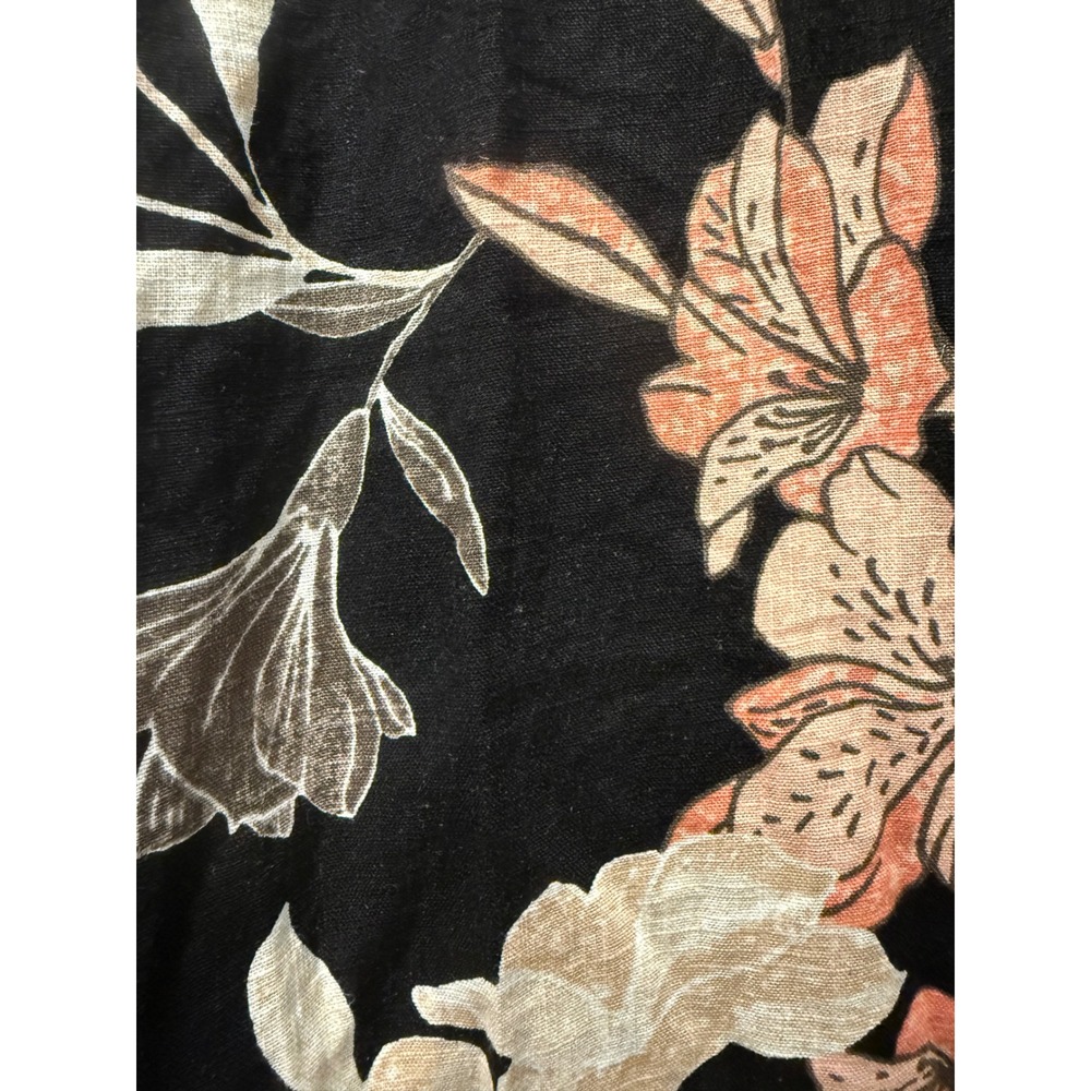 Nicole Miller Original Linen Blend Floral Lily Shift Dress Black Peach Large - Picture 7 of 7